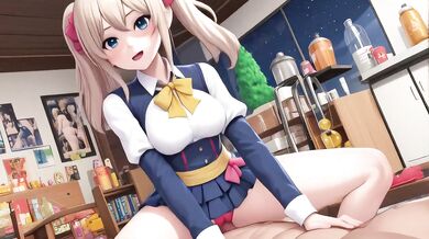 Blonde ponytail schoolgirl titfuck creampie in convenience store