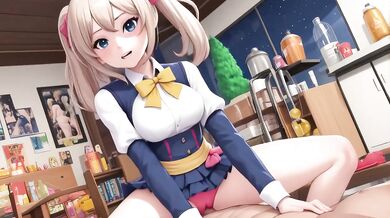 Blonde ponytail schoolgirl titfuck creampie in convenience store