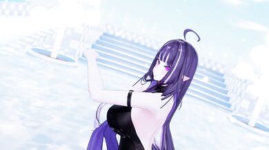 Thicc elf vtuber destroyed by hentai mmd dance r18 cum