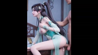 3D CGI Nymphprince with monstrous dick wrecks petite asian whore raw tight pussy