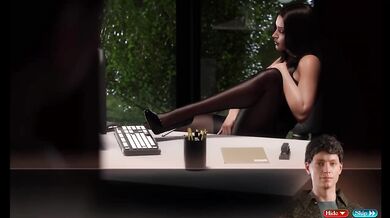 Boss got caught fingering herself on her office table