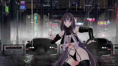 Stripped elf vtuber gets choked in MMD hentai orgy