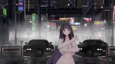 Stripped elf vtuber gets choked in MMD hentai orgy