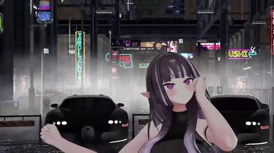 Stripped elf vtuber gets choked in MMD hentai orgy