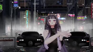 Stripped elf vtuber gets choked in MMD hentai orgy