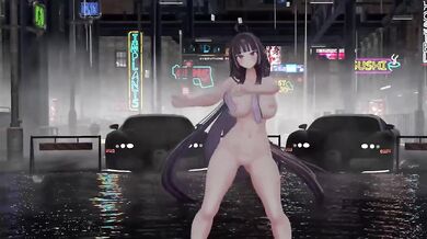 Stripped elf vtuber gets choked in MMD hentai orgy