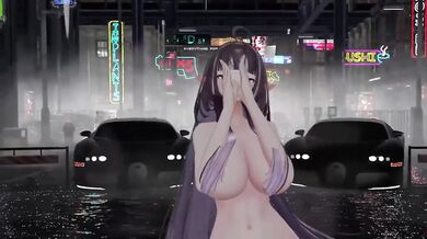 Stripped elf vtuber gets choked in MMD hentai orgy