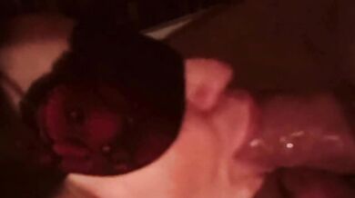 Whore slobbers all over his girth in fishnets deepthroat face fuck