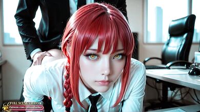 Makima gets destroyed in her office by her boss 3D Hentai fuck
