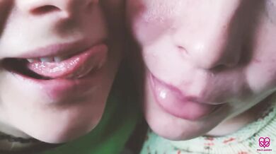 Do you wanna cum in our mouths sloppy amateur mouths swallow close up