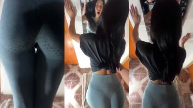 Her leggings had a hole and she still got fucked against the wall