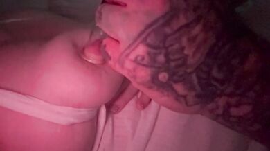 Daddy's boobs milked raw while he fucks me deep