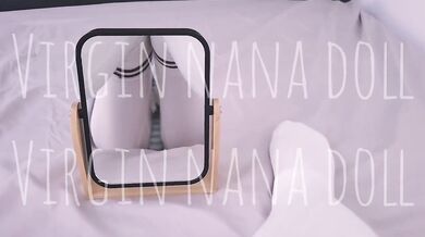Virgin bunny girl gets destroyed in wet mirror masturbation POV