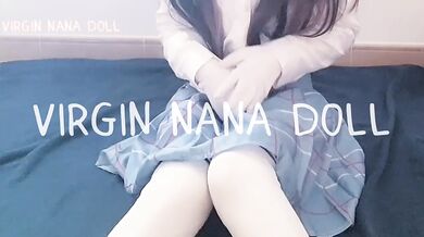 Cute Japanese virgin Nana ruins the carpet in her first squirt video