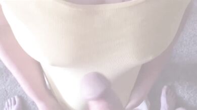 Handyman creampie on my hard nipples braless top