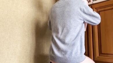 18yo skinny boy wrecks teen classmate standing doggy pounding fast cumshot