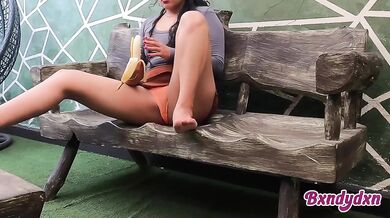 Latina smokes till she fucks herself raw with a banana POV