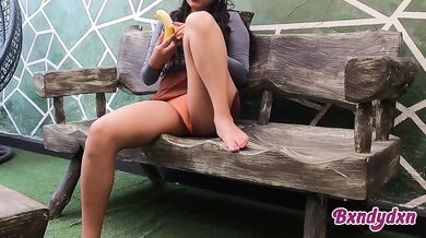 Latina smokes till she fucks herself raw with a banana POV