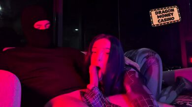 Stranger in balaclava wrecks my slutty mouth and throat till I choke on his big cum