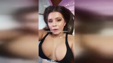 Busty brunette Nina Novak gets her face drenched in thick cum
