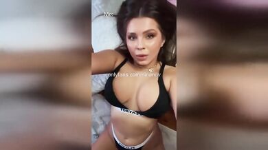 Busty brunette Nina Novak gets her face drenched in thick cum