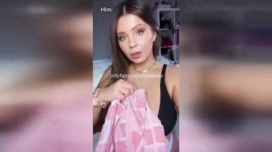 Busty brunette Nina Novak gets her face drenched in thick cum