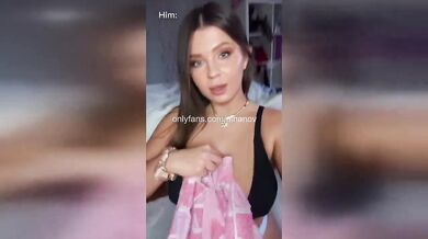 Busty brunette Nina Novak gets her face drenched in thick cum