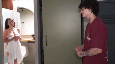 Big-titted Latina gets pounded by boyfriends best friend until his thick cock drips on her tits