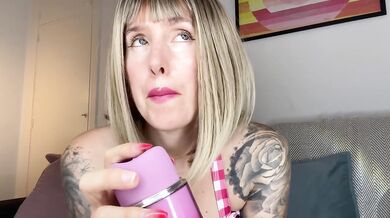 Big blonde gushing clit ruined by electric toy until tears