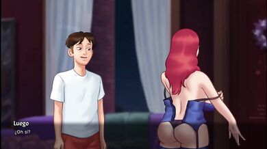Hot adventure with perverted red haired secretary milf fucked raw in summer office