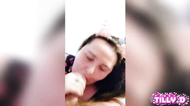 Tilly D 18 wet milf gobbling dick raw bbw blowjob gagged by big load