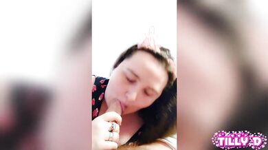 Tilly D 18 wet milf gobbling dick raw bbw blowjob gagged by big load