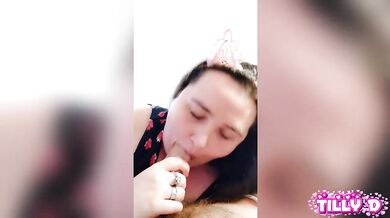 Tilly D 18 wet milf gobbling dick raw bbw blowjob gagged by big load