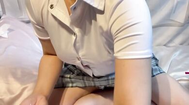 High school uniform striptease her plump nipples hard raw solo
