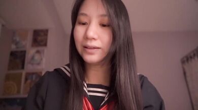 Cute Asian schoolgirl ASMR cosplay trust lessons slurps and moans
