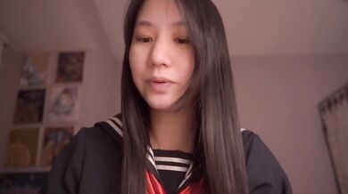 Cute Asian schoolgirl ASMR cosplay trust lessons slurps and moans
