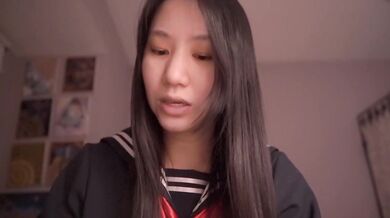 Cute Asian schoolgirl ASMR cosplay trust lessons slurps and moans