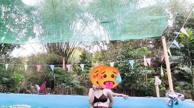 Naked pool fucking caught on cam by the lifeguard