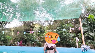 Naked pool fucking caught on cam by the lifeguard