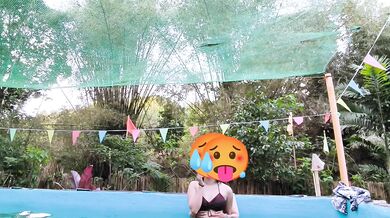Naked pool fucking caught on cam by the lifeguard