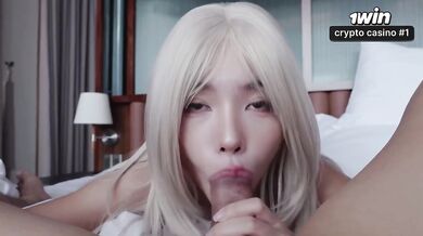 Waifu's Sloppy Blowjob Chokes Me Deep Throat Messy Cumshot Twice