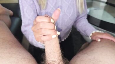 Wife's sloppy POV blowjob choked on thick cumshot big tits titjob ruined