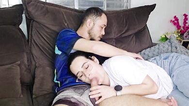 My stepsister sucked me off while bored watching game deepthroat blowjob step fantasy
