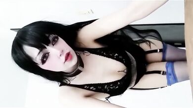 Goth stepsis 18 year old teen destroyed by big dick roleplay