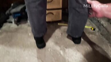 MILF overalls no panties power tool vibes deepthroat doggy cum inside messy real amateur
