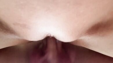Extreme close up Asian pussy destroyed loud sloppy missionary creampie