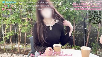 Japanese couple teases on terrace drenched in public cum public creampie exposed