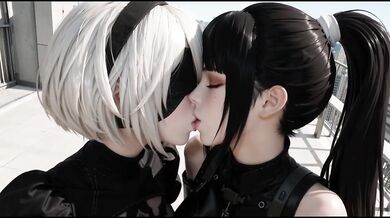 NieR Automata Lesbians destroy each other with facesitting squirting and pussy licking