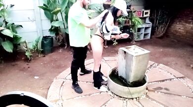 Almost got caught playing with daddy's good girl for money public sex