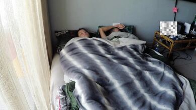 Stepmom shares bed with stud stepson gets hard fast fucked deep creampie